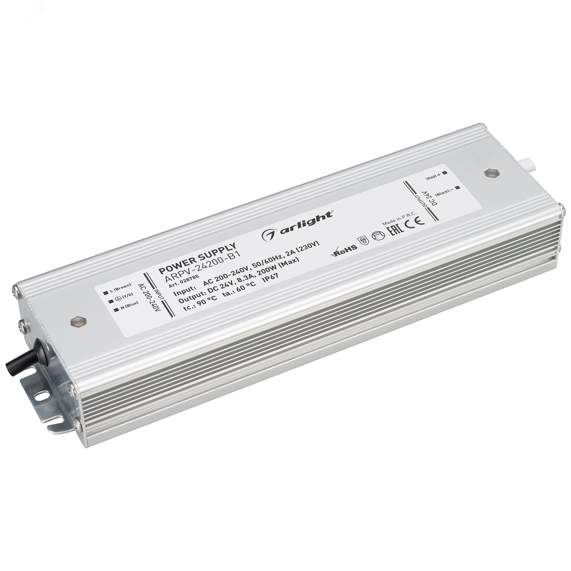 Изображение товара Блок питания ARPV-24200-B1 24V 8,3A 200W IP67 герметичный металл