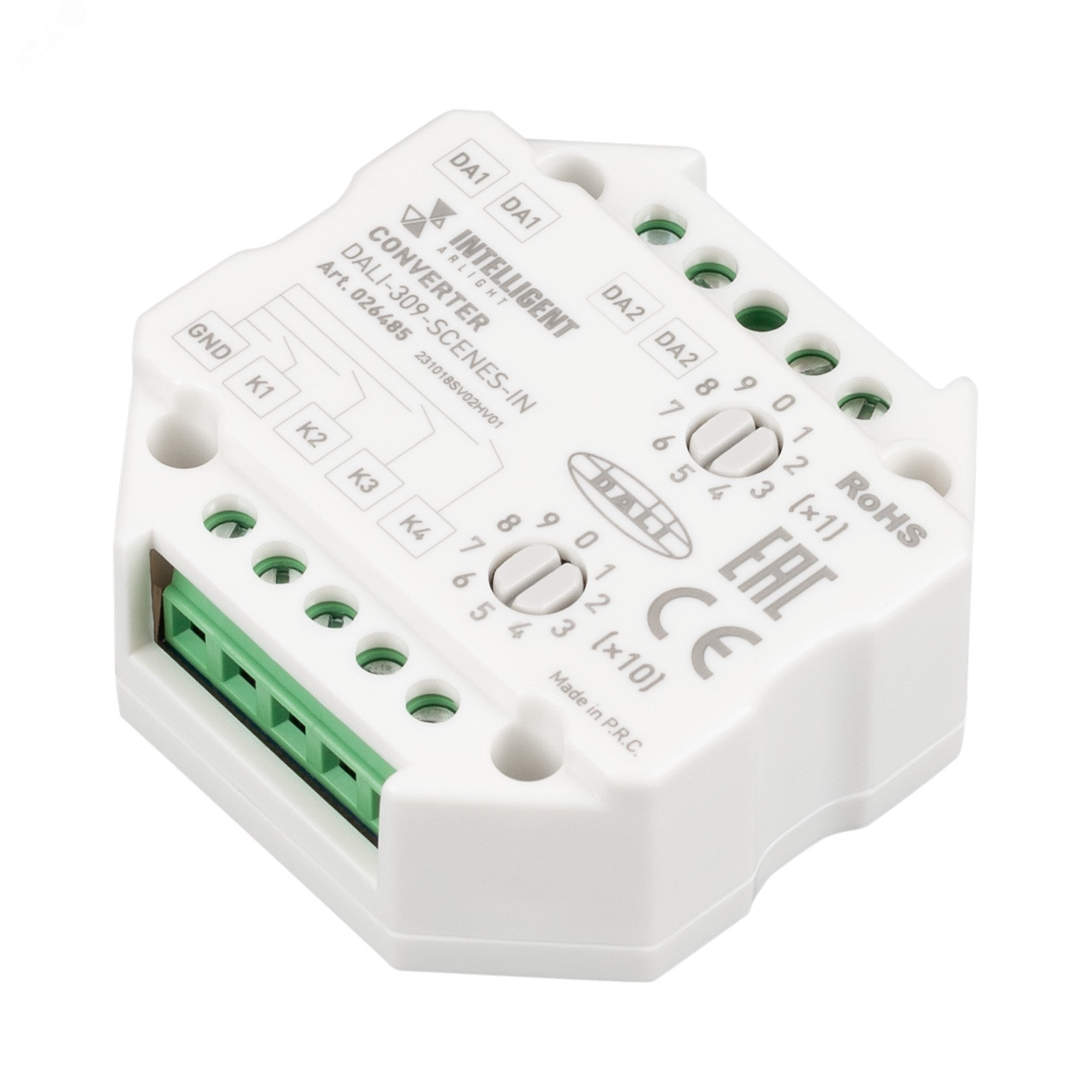 Изображение товара Конвертер сигнала от внешних кнопок для систем DALI с 4 сценами Arlight DALI-309-SCENES-IN