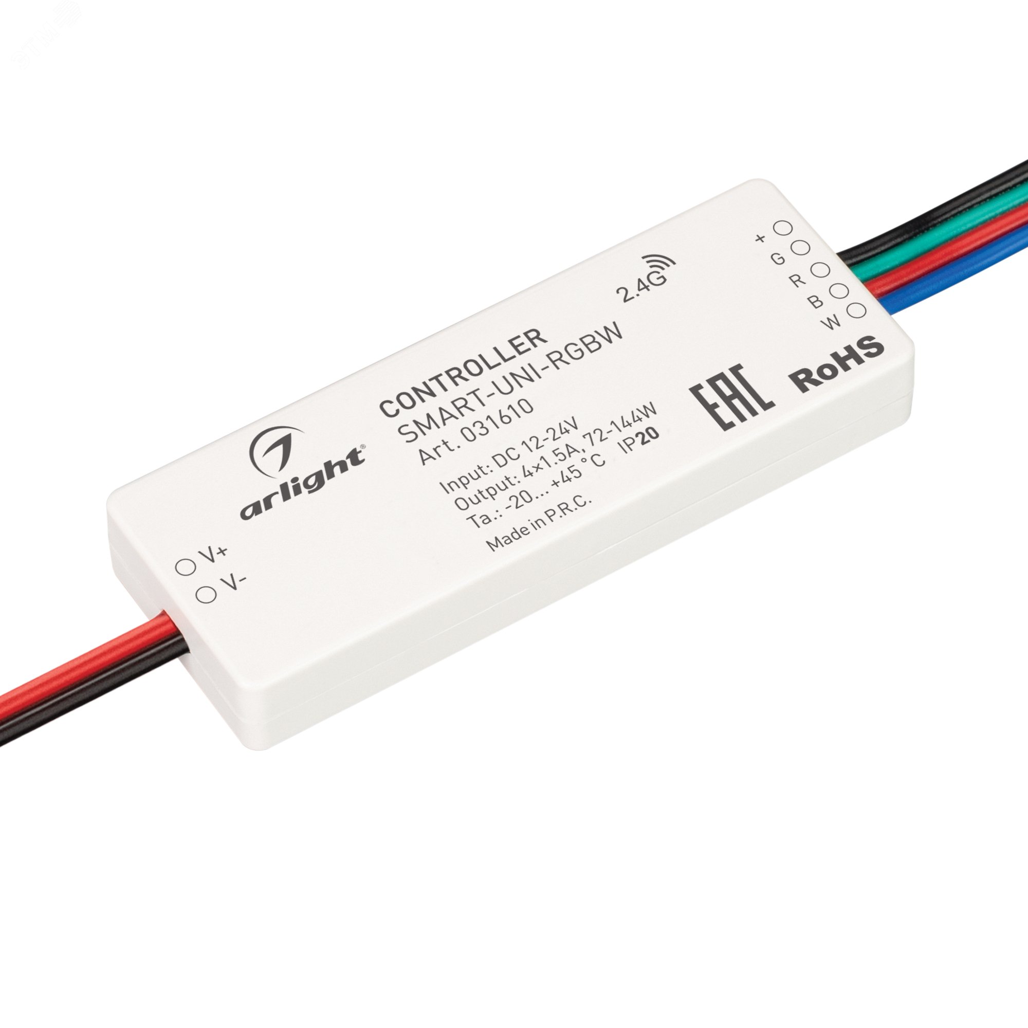 Контроллер SMART-UNI-RGBW (12-24V, 4x1.5A, 2.4G) (ARL, IP20 Пластик, 5 лет) 031610 Arlight