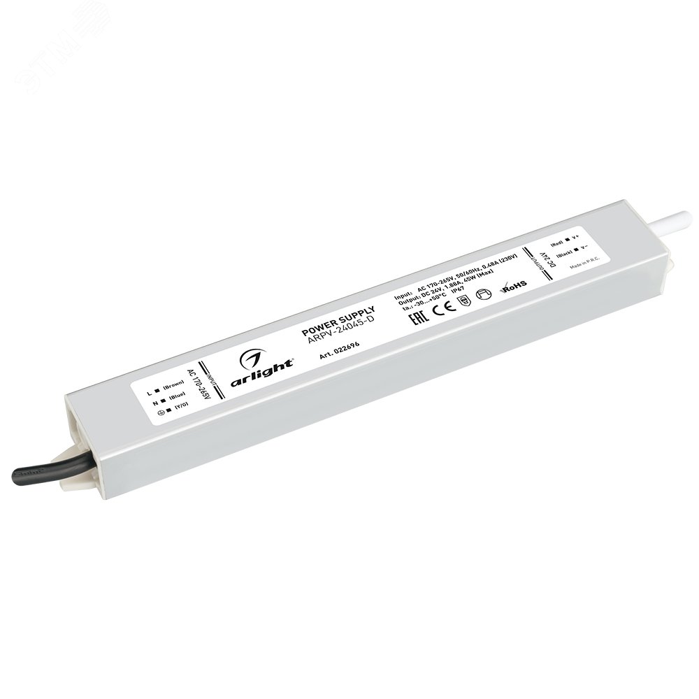 Изображение товара Блок питания ARPV-24045-D 24V 1.88A 45W IP67 металлический