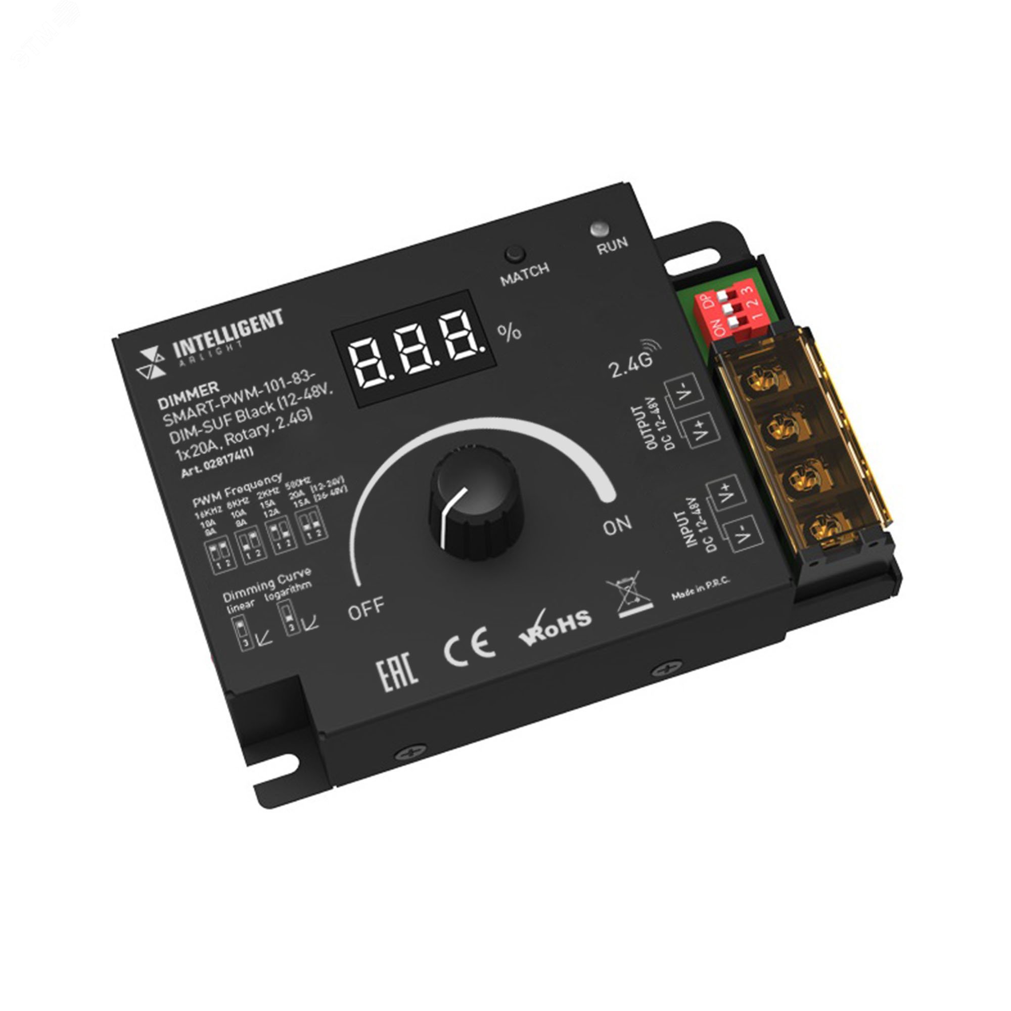 Изображение товара Диммер для светодиодных лент ARLIGHT SMART-PWM-101-83-DIM-SUF 12-48V 20A