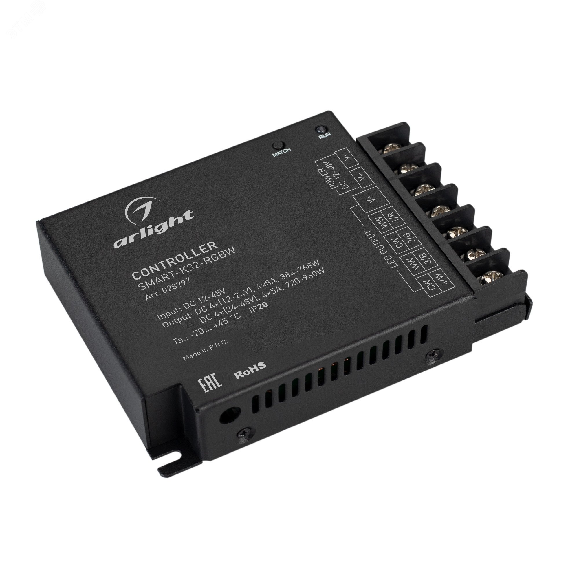 Изображение товара Контроллер SMART-K32-RGBW 12-48V 4x8A IP20 металл Arlight