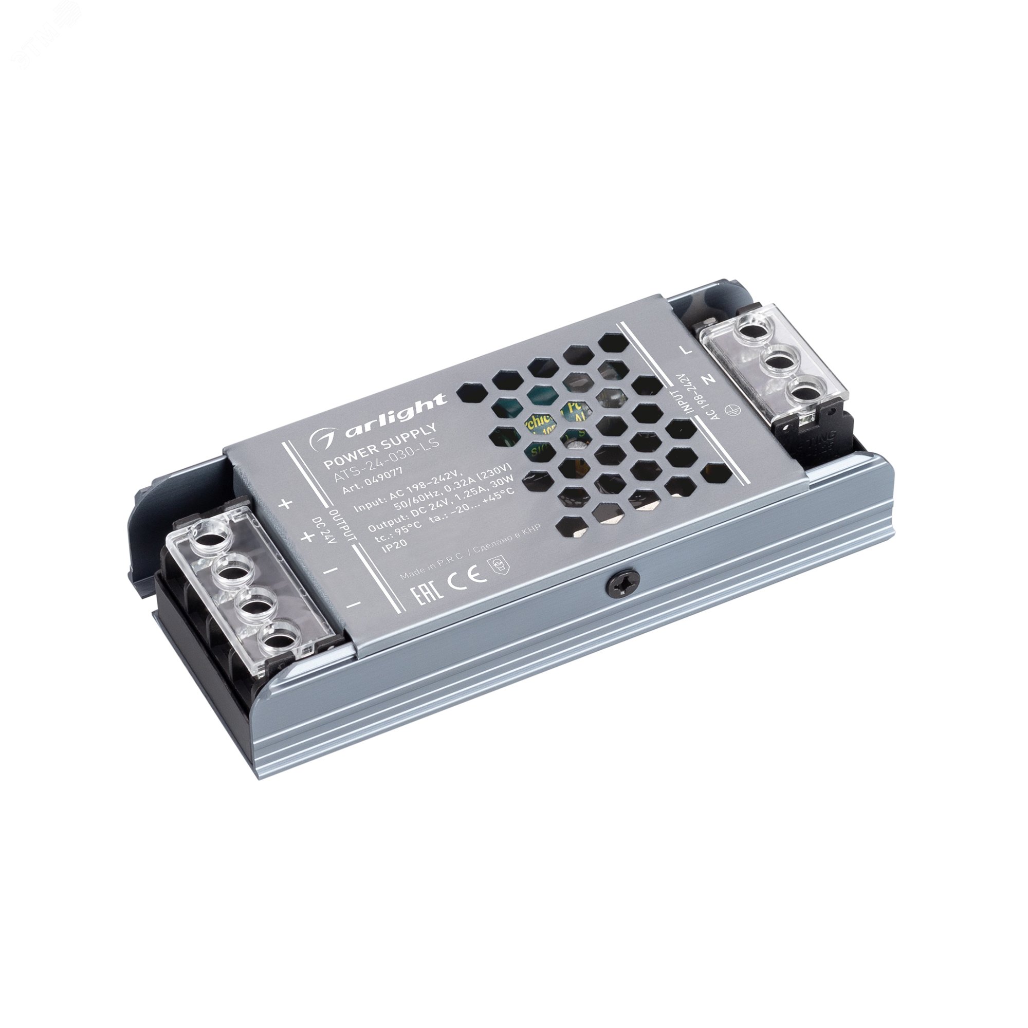 Изображение товара Блок питания ATS-24-030-LS (24V, 1.25A, 30W) (ARL, для светодиодных лент, IP20 сетка, 5 лет) (шт) Изображение товара Блок питания ATS-24-030-LS (24V, 1.25A, 30W) (ARL, для светодиодных лент, IP20 сетка, 5 лет) (шт)