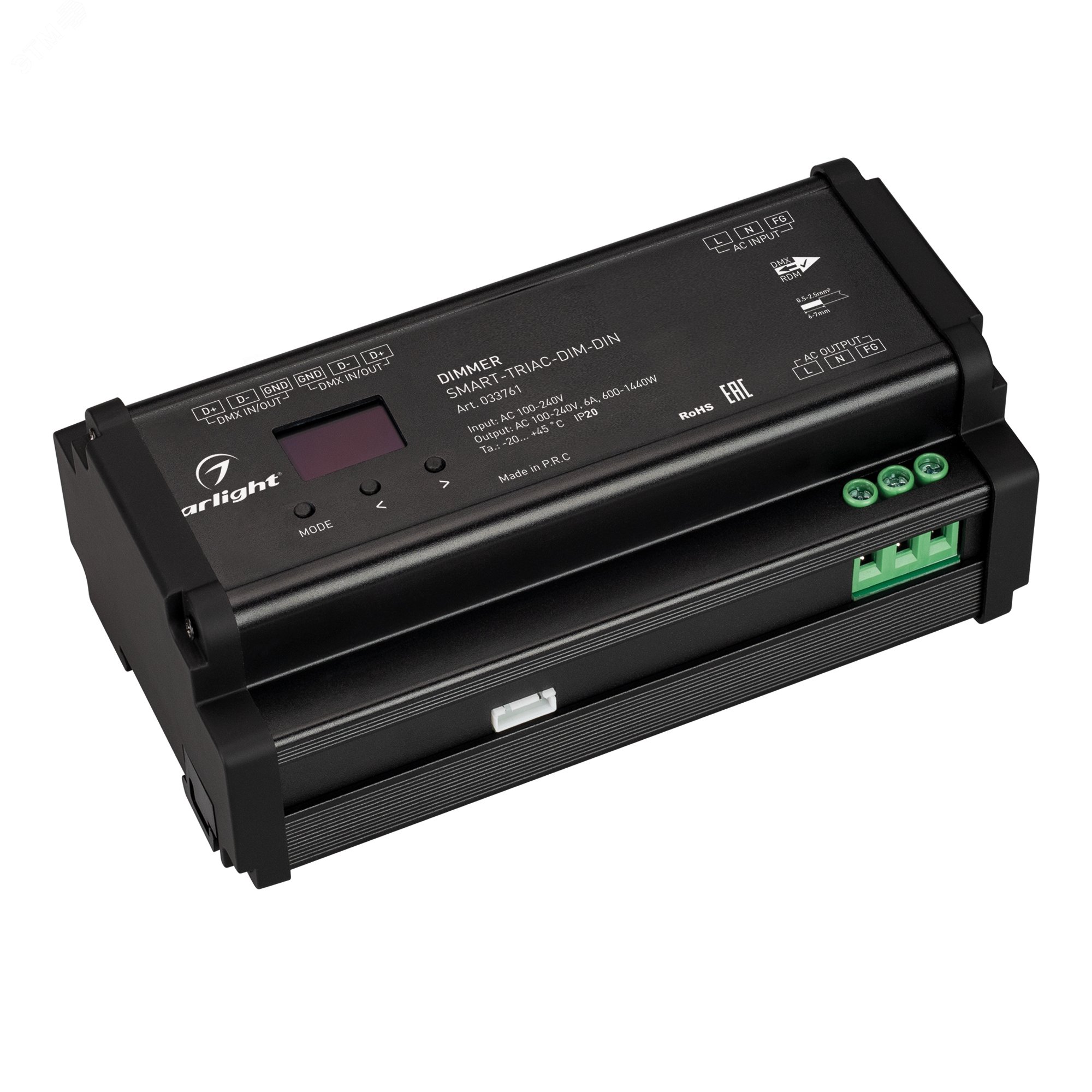 Изображение товара Диммер SMART-TRIAC-DIM-DIN для управления освещением 230В 6А IP20