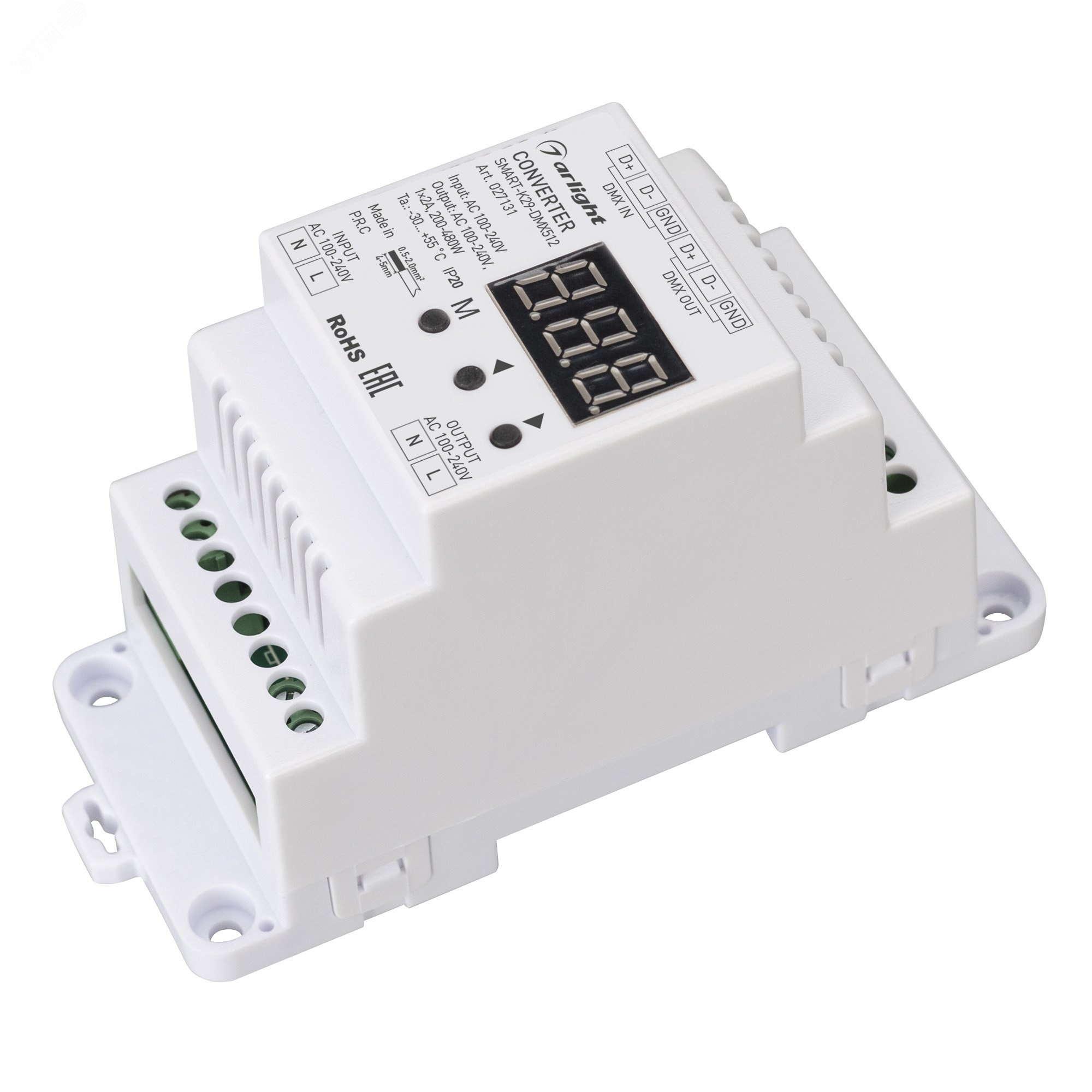 Изображение товара Конвертер DMX512 в TRIAC для DIN-рейки Arlight SMART-K29-DMX512 230V 1x2A