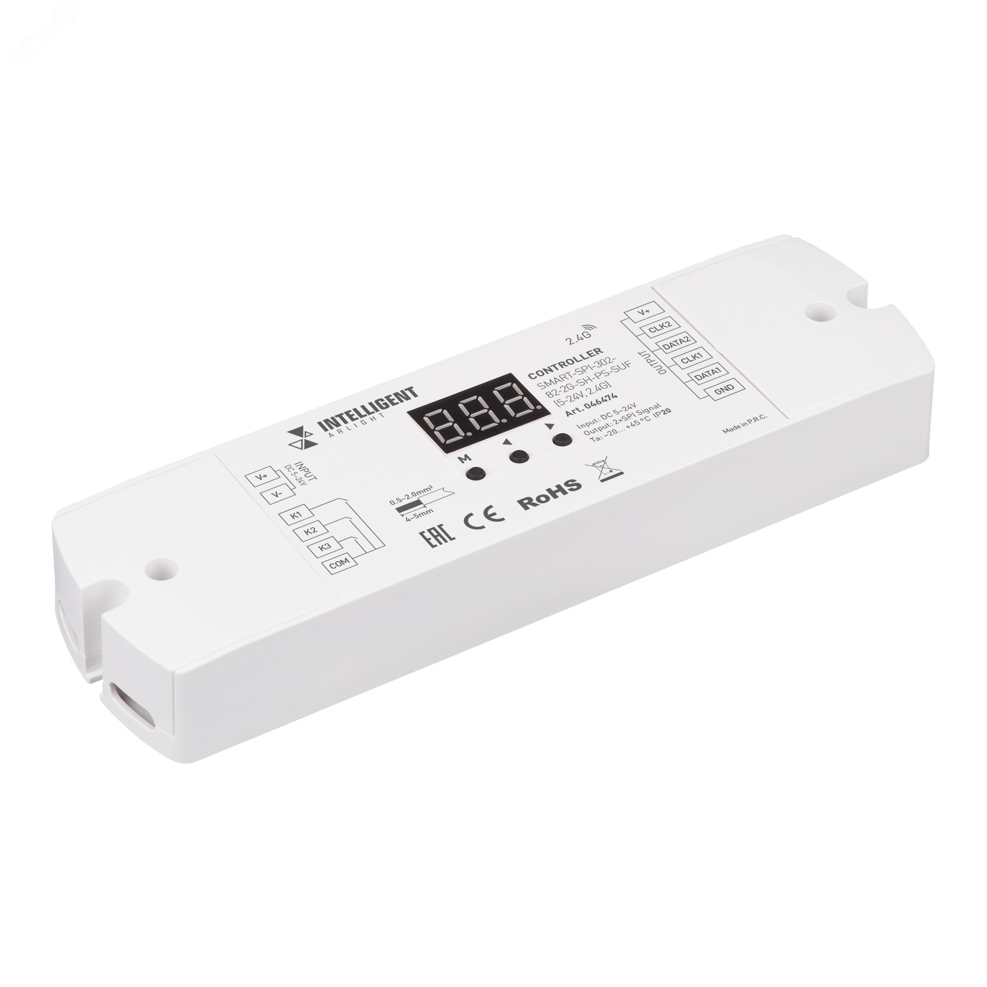 Изображение товара Контроллер INTELLIGENT ARLIGHTSMART-SPI-302-82-2G-SH-PS-SUF (5-24V, 2.4G) (IARL, IP20, Пластик, 5 лет) (шт)