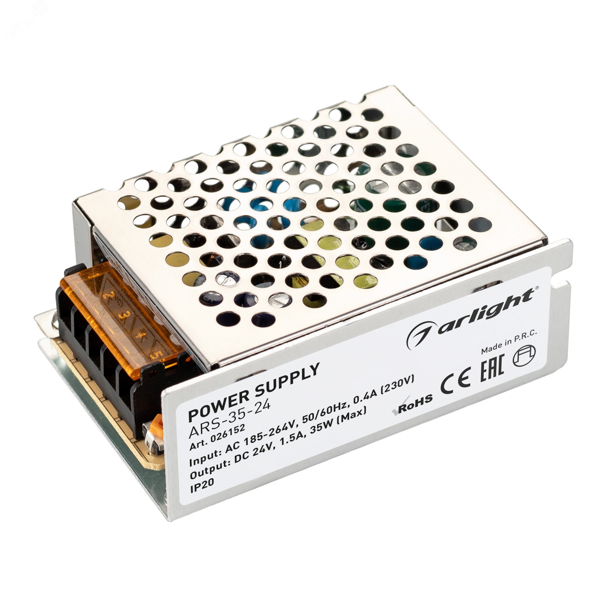 Изображение товара Блок питания ARS-35-24 24V 1.5A 35W для светодиодов с IP20