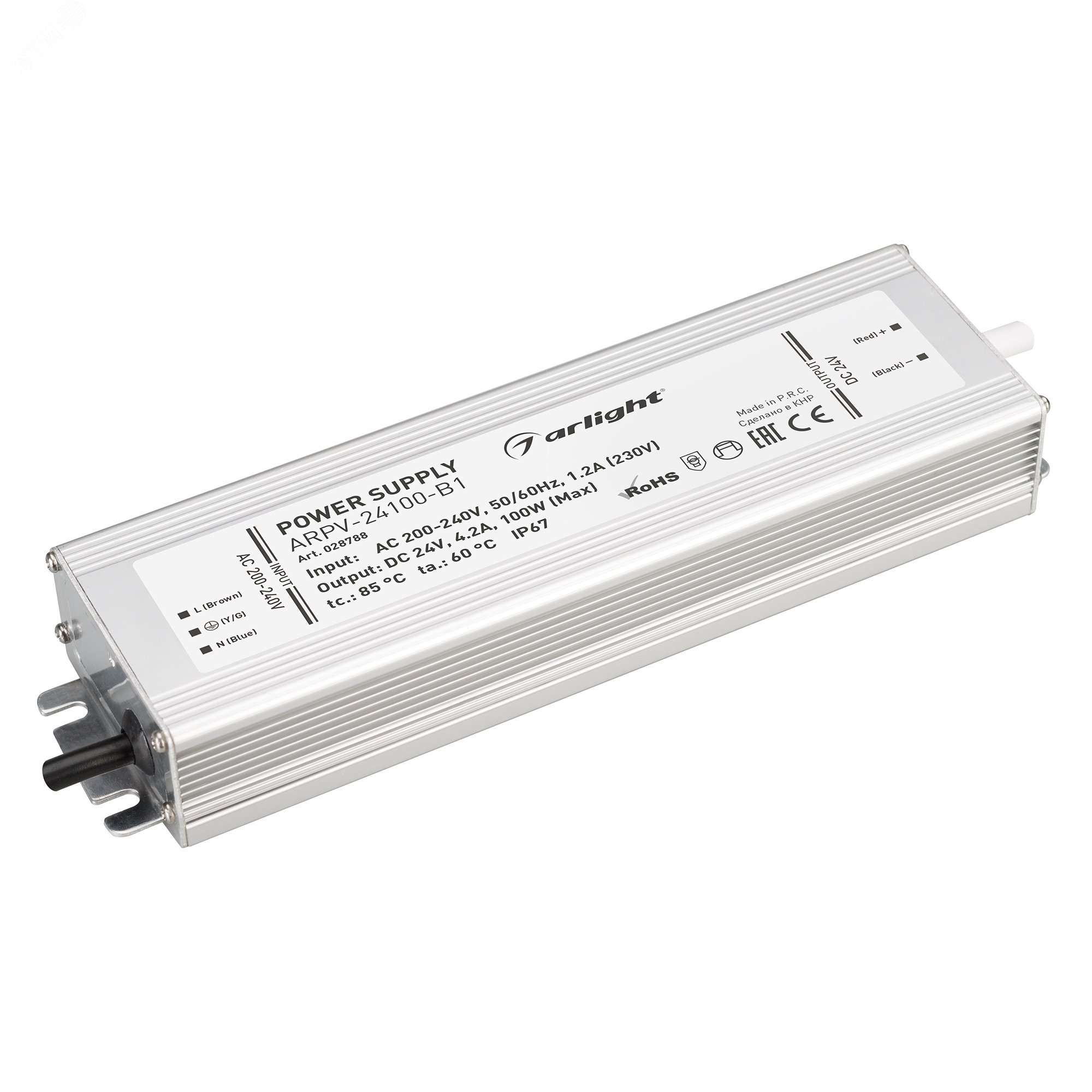 Изображение товара Блок питания ARPV-24100-B1 (24V, 4.2A, 100W, IP67, металл)