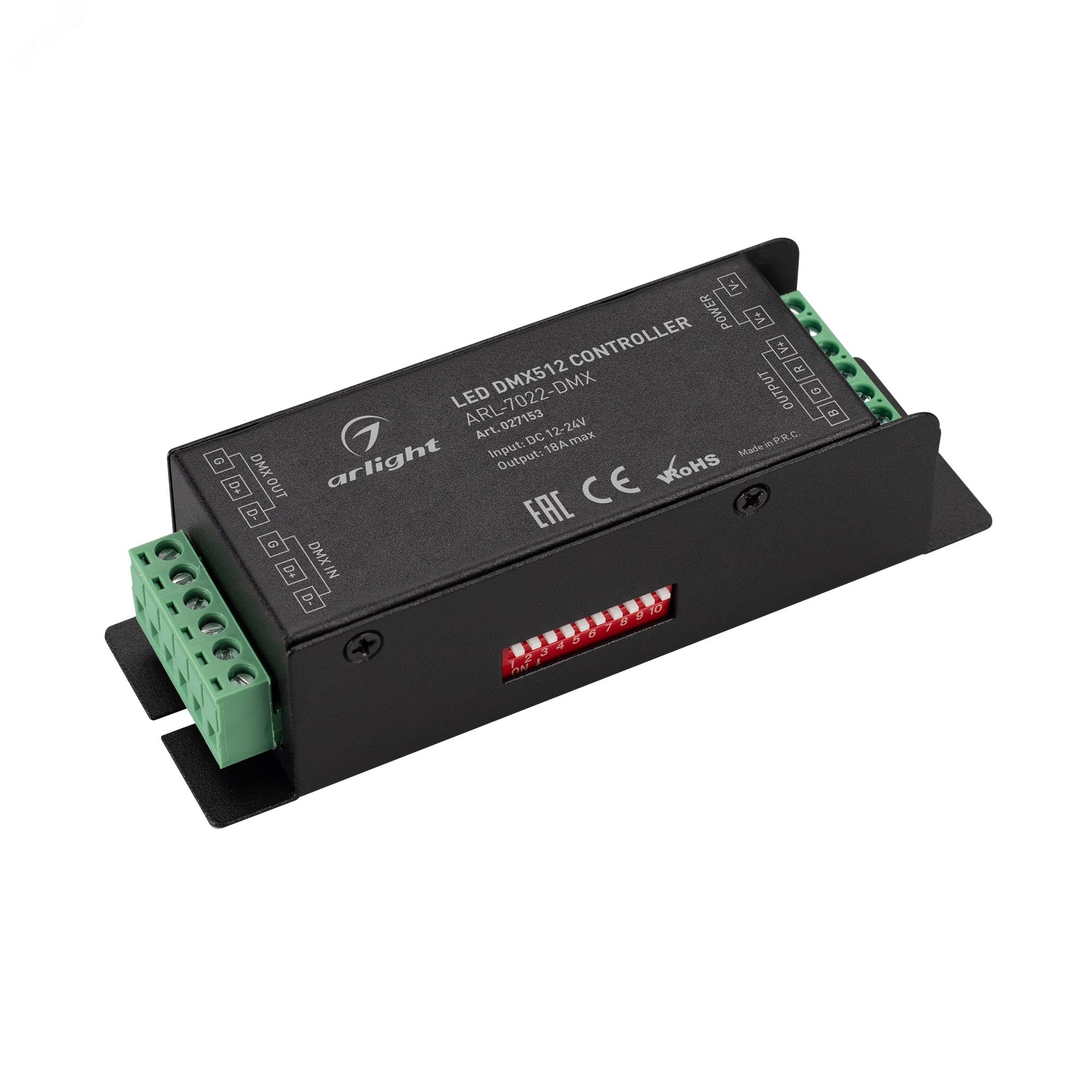 Изображение товара Декодер ARL-7022-DMX 12-24В 3х6А IP20 для управлением DMX PWM