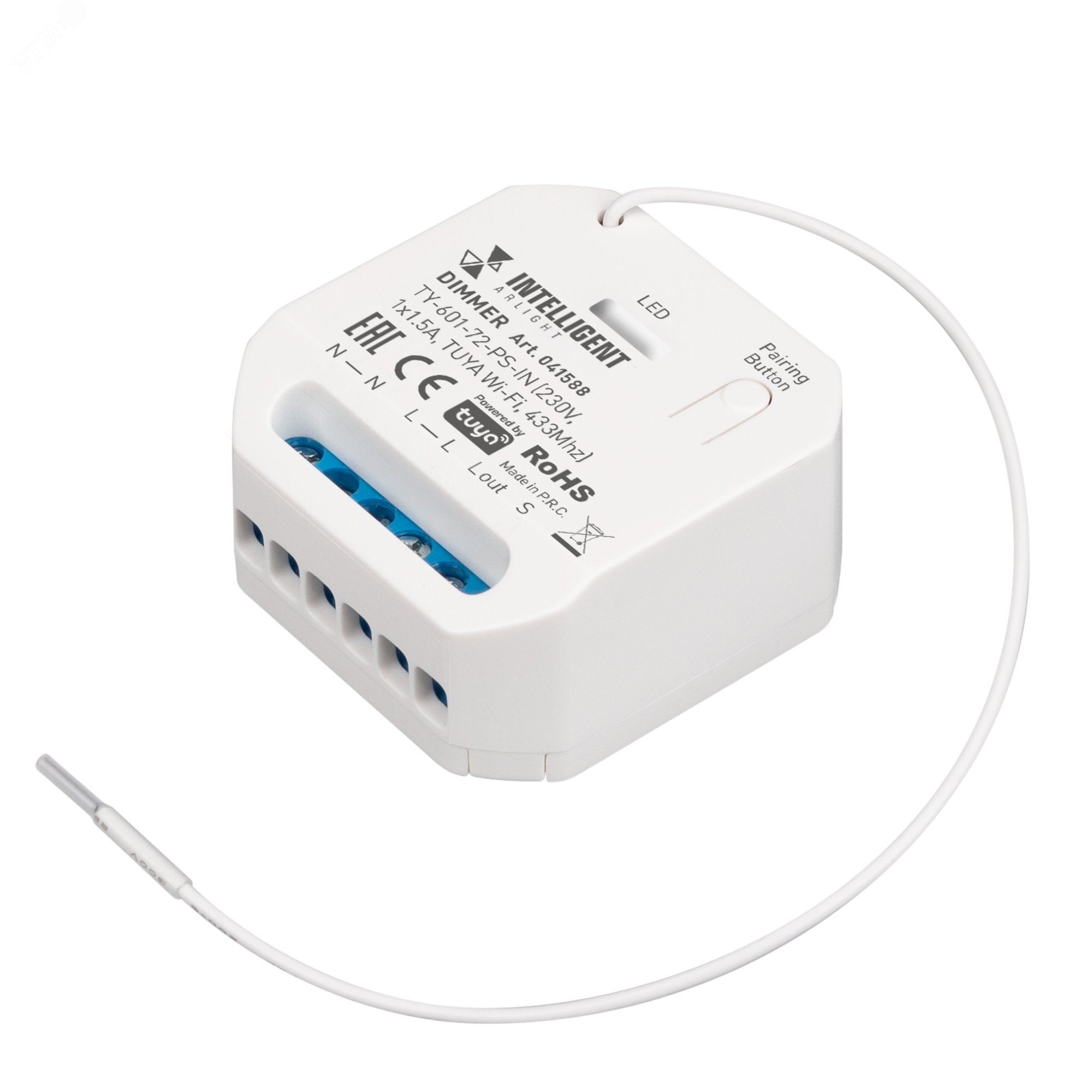 Изображение товара Диммер INTELLIGENT TY-601-72-PS-IN (230V, 1x1.5A, TUYA Wi-Fi, 433Mhz) (IARL, IP20 пластик, 3 года) (шт)