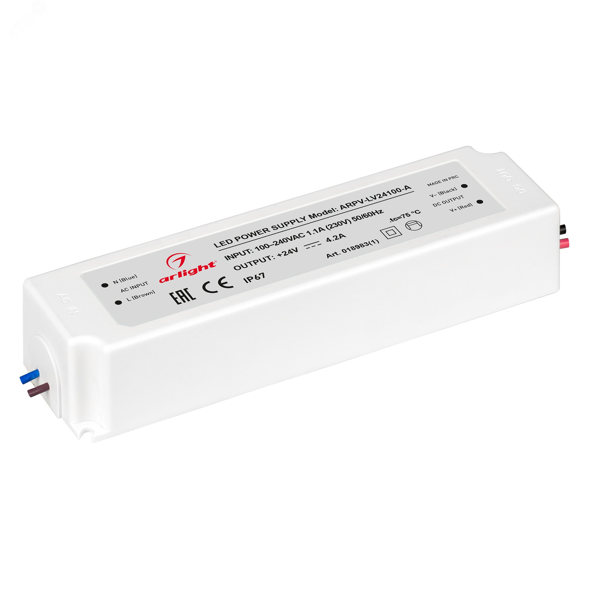 Изображение товара Блок питания ARPV-LV24100-A 24V 4.2A 100W IP67 Герметичный корпус