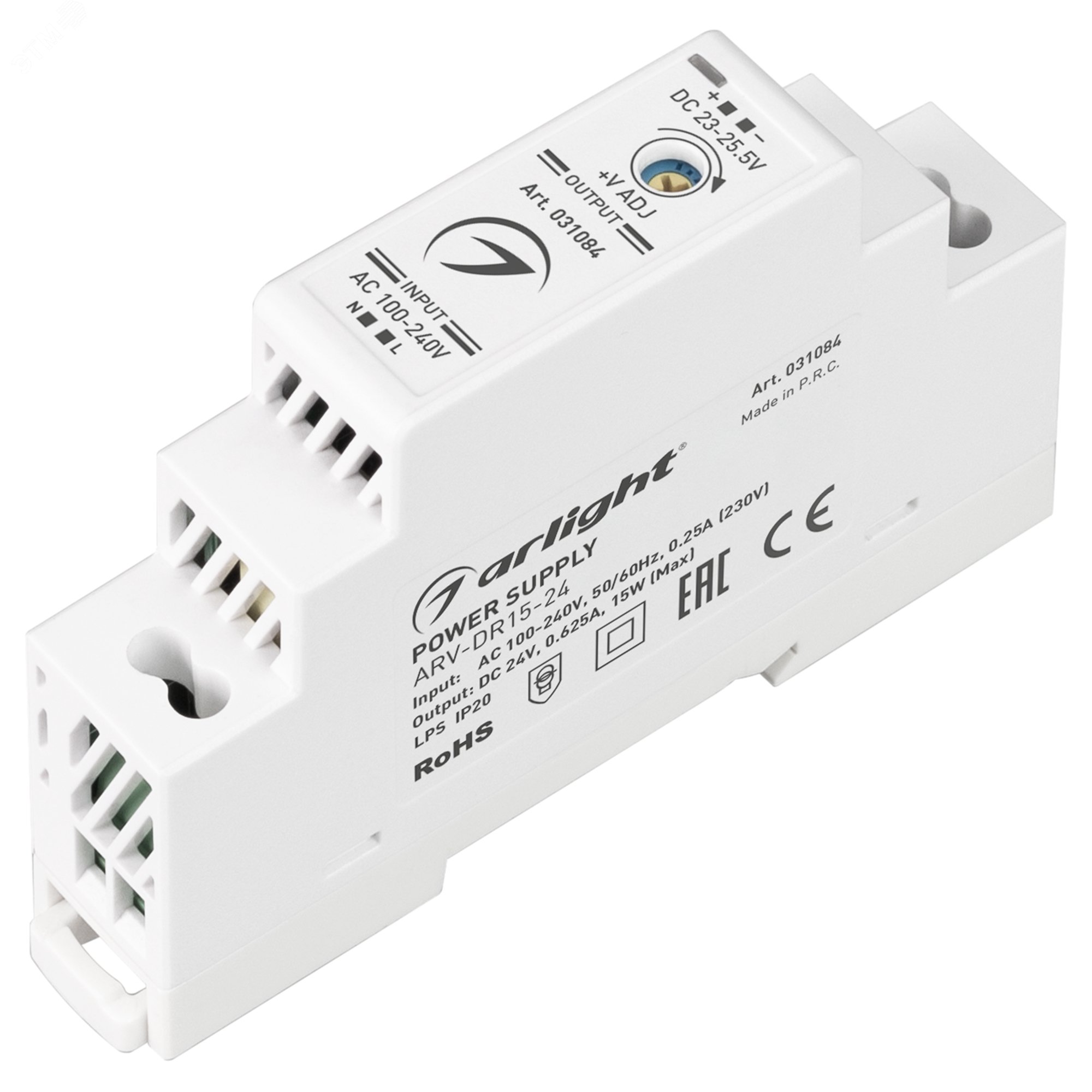 Изображение товара Блок питания ARV-DR15-24 24V 0.63A 15W для DIN-рейки IP20