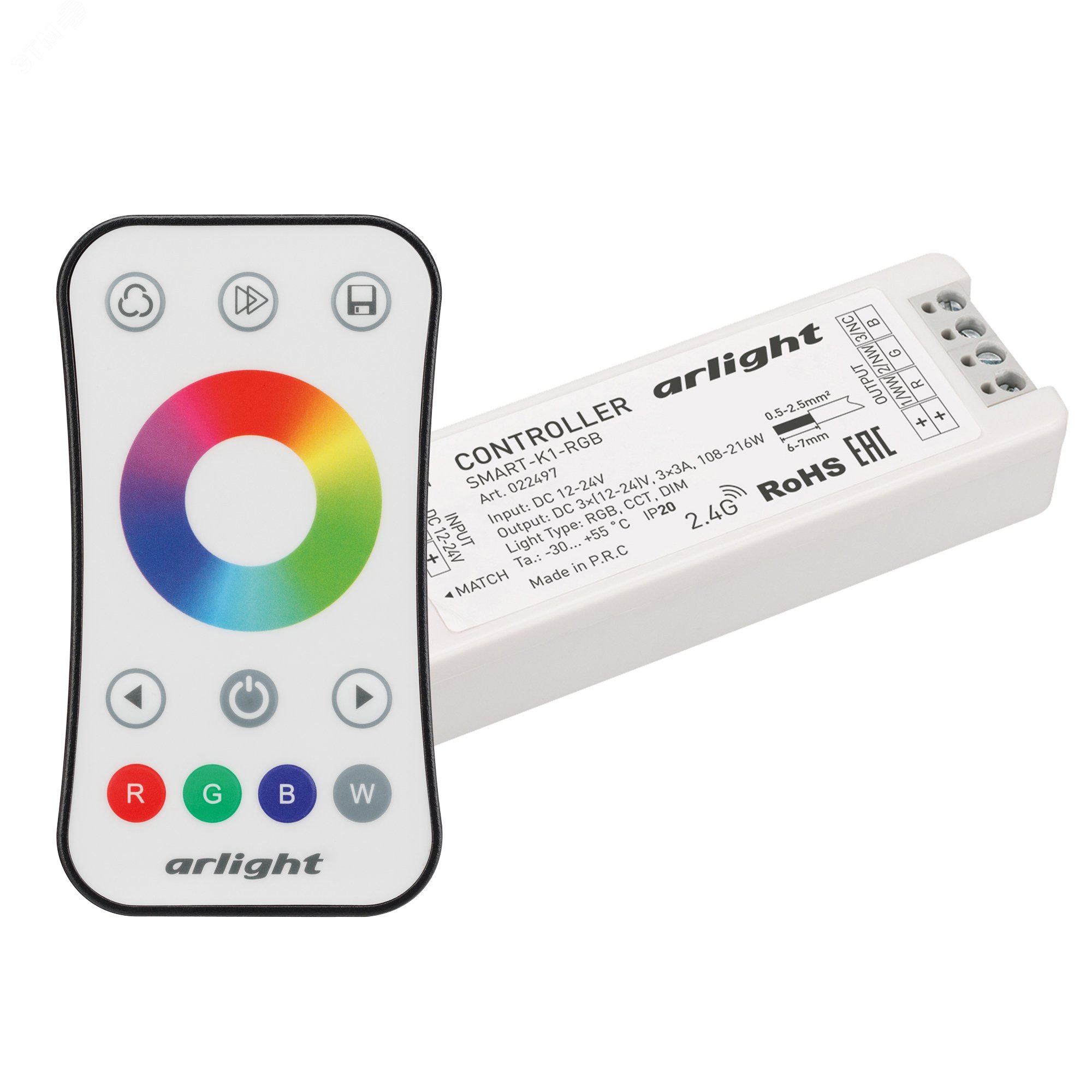 Изображение товара Контроллер SMART-RGB-SET-RING (12-24V, 3x3A, ПДУ 2.4G) (IP20 Пластик, 5 лет) (шт)