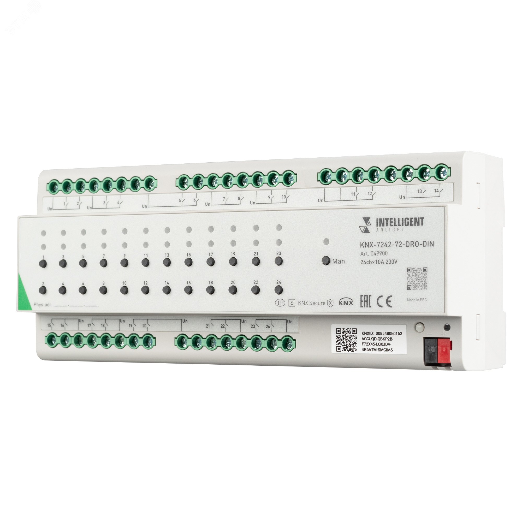 Изображение товара INTELLIGENT ARLIGHT Релейный модуль KNX-7242-72-DRO-DIN Grey (BUS, 24x10A) (IARL, IP20 Пластик, 2 года) (шт)