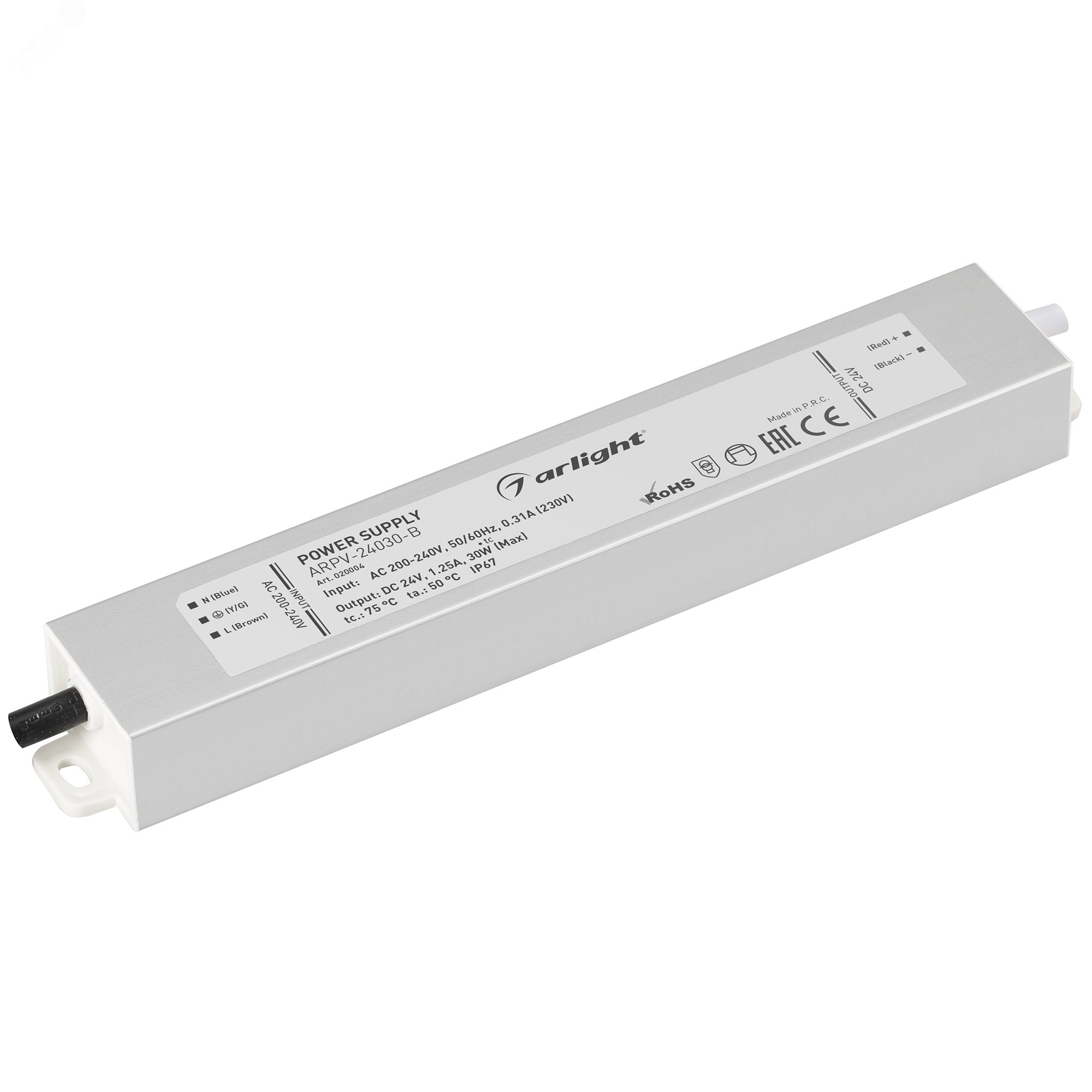Изображение товара Блок питания ARPV-24030-B (24V, 1.3A, 30W) (ARL, IP67 Металл, 3 года) (шт)