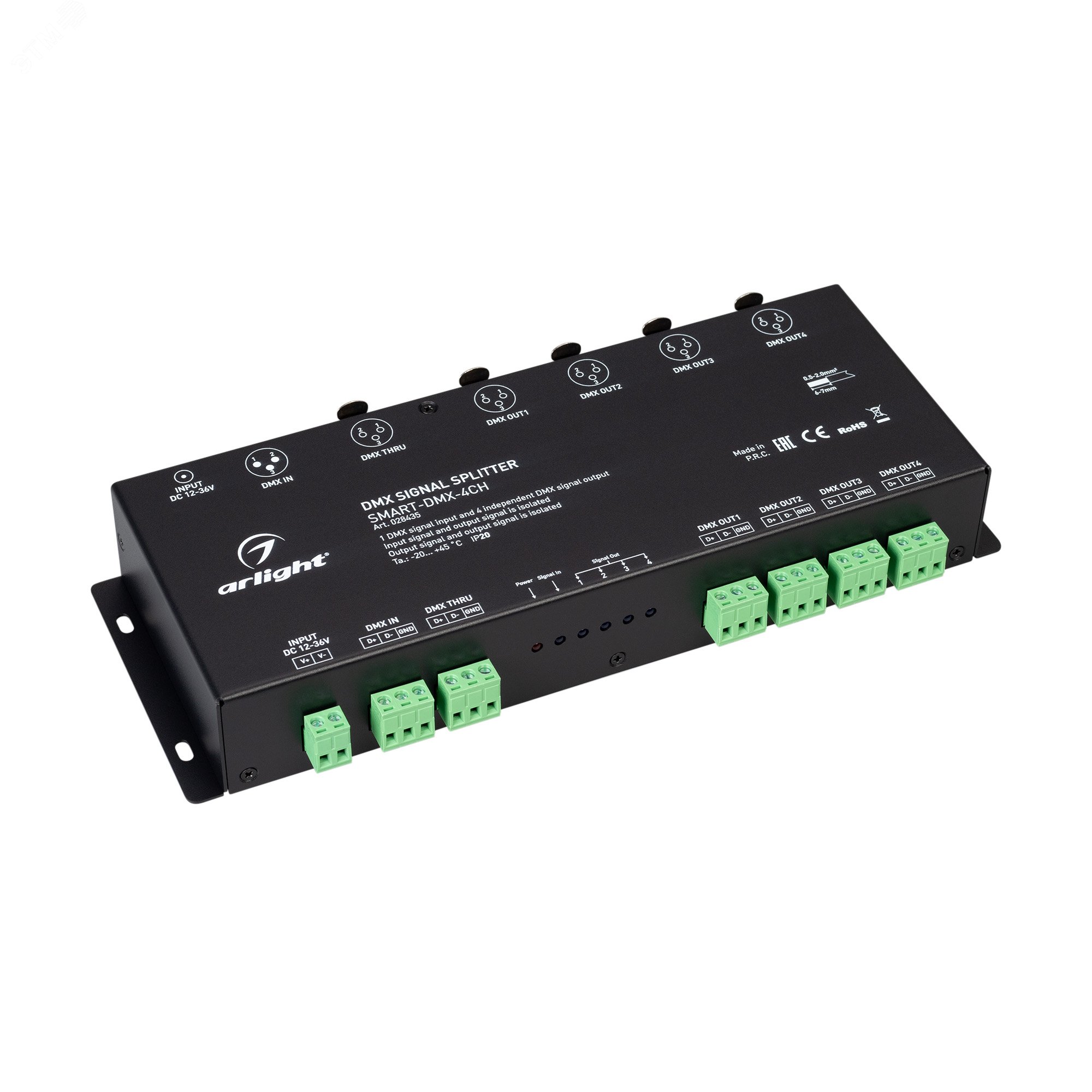 Изображение товара DMX-сплиттер SMART-DMX-4CH 12-36 V XLR3 ARL IP20 металл 5 лет (шт) Изображение товара DMX-сплиттер SMART-DMX-4CH 12-36 V XLR3 ARL IP20 металл 5 лет (шт)