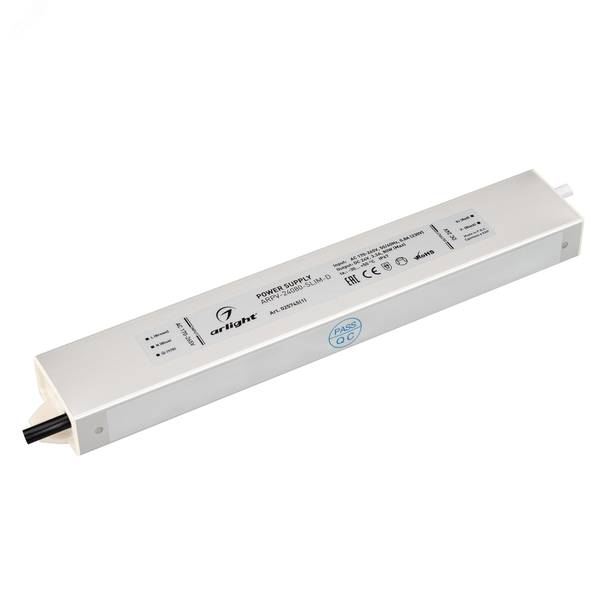 Изображение товара Блок питания ARPV-24080-SLIM-D 80W 24V IP67 для светодиодных систем