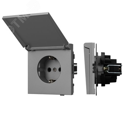 Изображение товара Механизм розетки влагозащищённый SCT-TENDO-MCP-PL-GR 230V, 16A, Серый, 1 пост (шт)