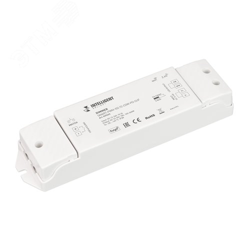 Изображение товара Диммер INTELLIGENT SMART-PWM-102-72-CDW-PD-SUF (12-36V, 2x5A, TUYA Wi-Fi, 2.4G) (IARL, IP20 Пластик, 5 лет) (шт)