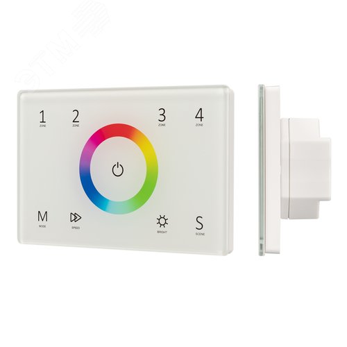 Изображение товара Панель Sens SMART-P83-RGB White (230V, 4 зоны, 2.4G) (ARL, IP20 Пластик, 5 лет) (шт)