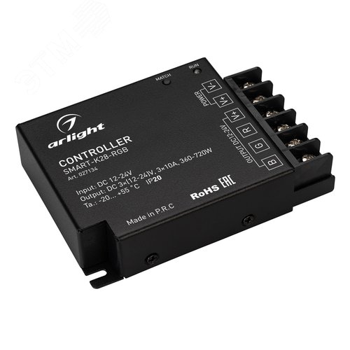 Изображение товара Контроллер SMART-K28-RGB (12-24V, 3x10A, 2.4G) (ARL, IP20 Металл, 5 лет) (шт)