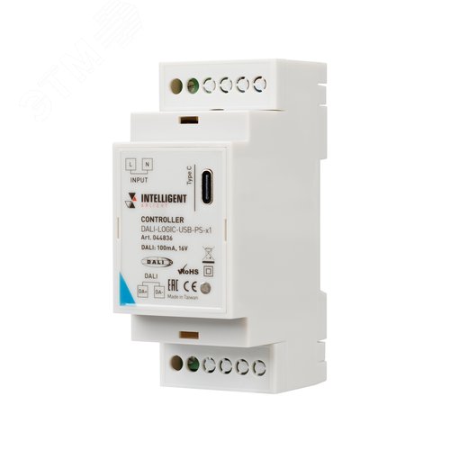 Изображение товара Контроллер INTELLIGENT DALI-LOGIC-USB-PS-x1 (BUS/230V) (IARL, IP20 пластик, 2 года) (шт)