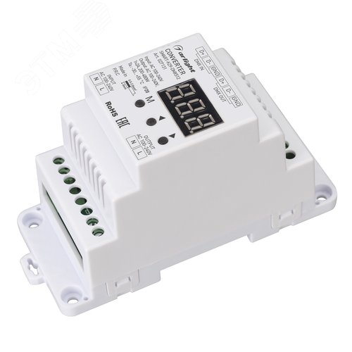 Изображение товара Конвертер SMART-K29-DMX512 230V, 1x2A, TRIAC, DIN ARL, IP20 пластик, 5 лет (шт)