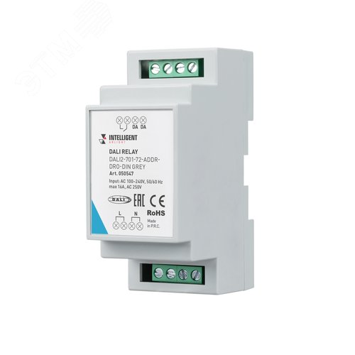 Изображение товара Модуль релейный INTELLIGENT ARLIGHT DALI2-701-72-ADDR-DRO-DIN Grey (230V, 1x16A) (IARL, DIN-рейка) (шт)