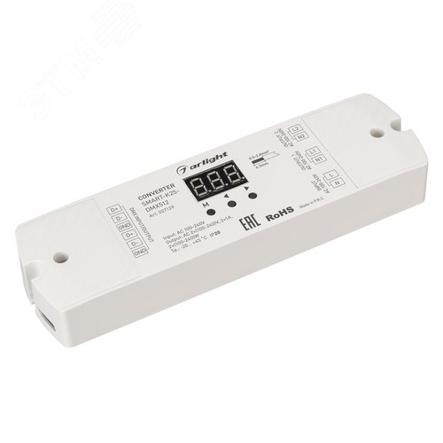 Изображение товара Конвертер SMART-K25-DMX512 230V, 2x1A, TRIAC ARL, пластик (шт)