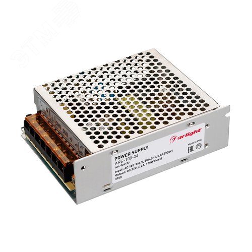 Изображение товара Блок питания (драйвер) для светодиодной ленты 24V,4.2A, 100W, IP 20 Сетка ARS100-24 (шт)