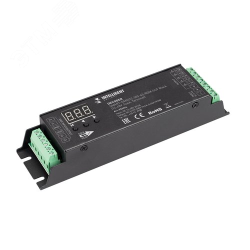 Изображение товара Декодер 12-48 V 5x 4A Terminal IARL IP20 металл 5 лет SMART-DMX512-305-63-RDM-SUF Black INTELLIGENT (шт)
