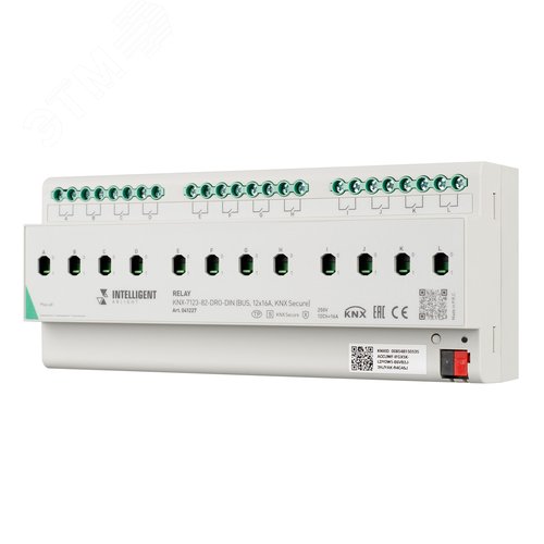 Изображение товара Модуль релейный INTELLIGENT ARLIGHT KNX-7123-82-DRO-DIN (BUS, 12x16A, KNX Secure) (IARL, IP20 пластик, 2 года) (шт)