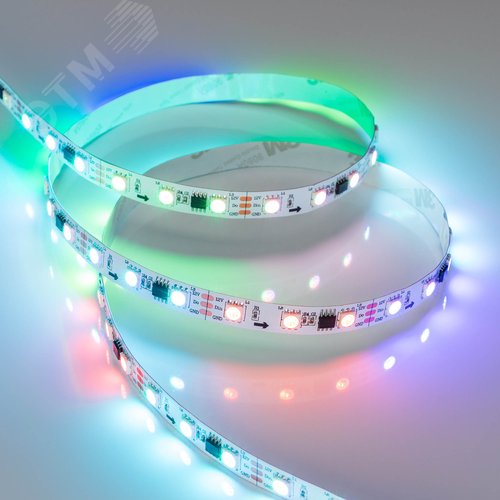 Изображение товара Лента светодиодная 14.4 Вт/м 12В RGB IP20 160LED/м SPI-B60-10-12mm SMD 5060 5 м (м)