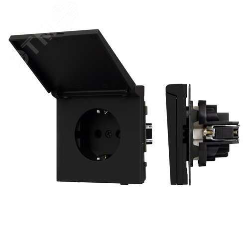Изображение товара Механизм розетки влагозащищённый SCT-TENDO-MCP-SFPL-BK 230V, 16A, Чёрный, 1 пост (шт)