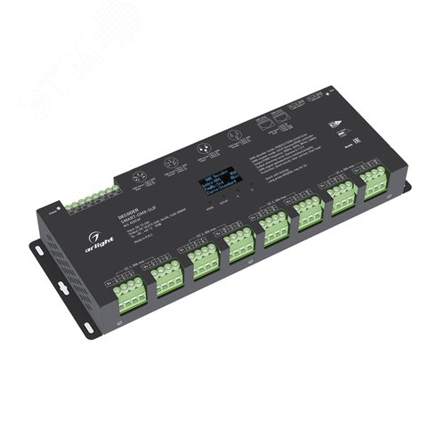 Изображение товара Декодер SMART-DMX-SUF 12-24V, 24x5A, XLR3, RJ45, IP20, металл, 5 лет (шт)
