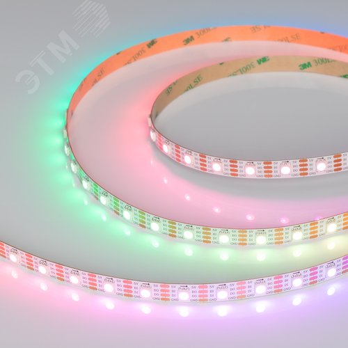 Изображение товара Лента светодиодная 12 Вт/м 5В RGB IP20 60LED/м SPI-B60-10mm SMD 5060 5 м (м)