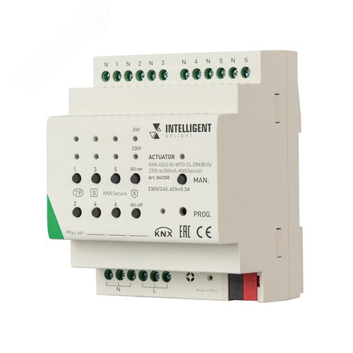 Изображение товара Актуатор INTELLIGENT BUS/230V 6x300 mA KNX Secure IARL IP20 пластик 2 года KNX-4063-82-WTO-CL-DIN (шт)