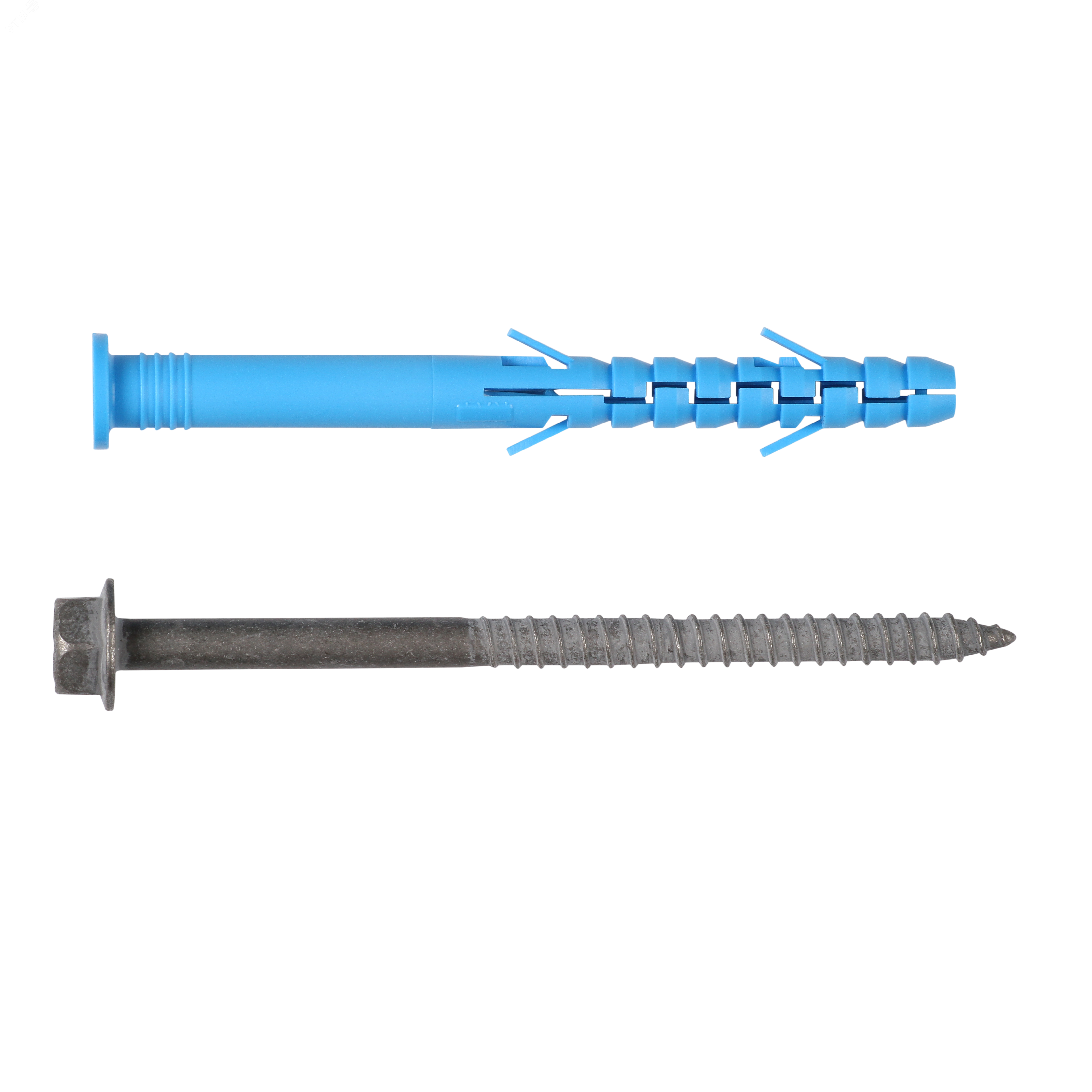 Изображение товара Дюбель фасадный с шурупом ДФ Б 10х115 цилиндрический бортик шестигранная головка антикоррозийное покрытие ТДЦ (20шт) (упак)