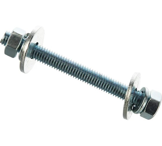 Шпилька DIN976 М8х200 с  гайками DIN934 шайбами DIN 9021 шайбами DIN127, цинк (2 шт.)