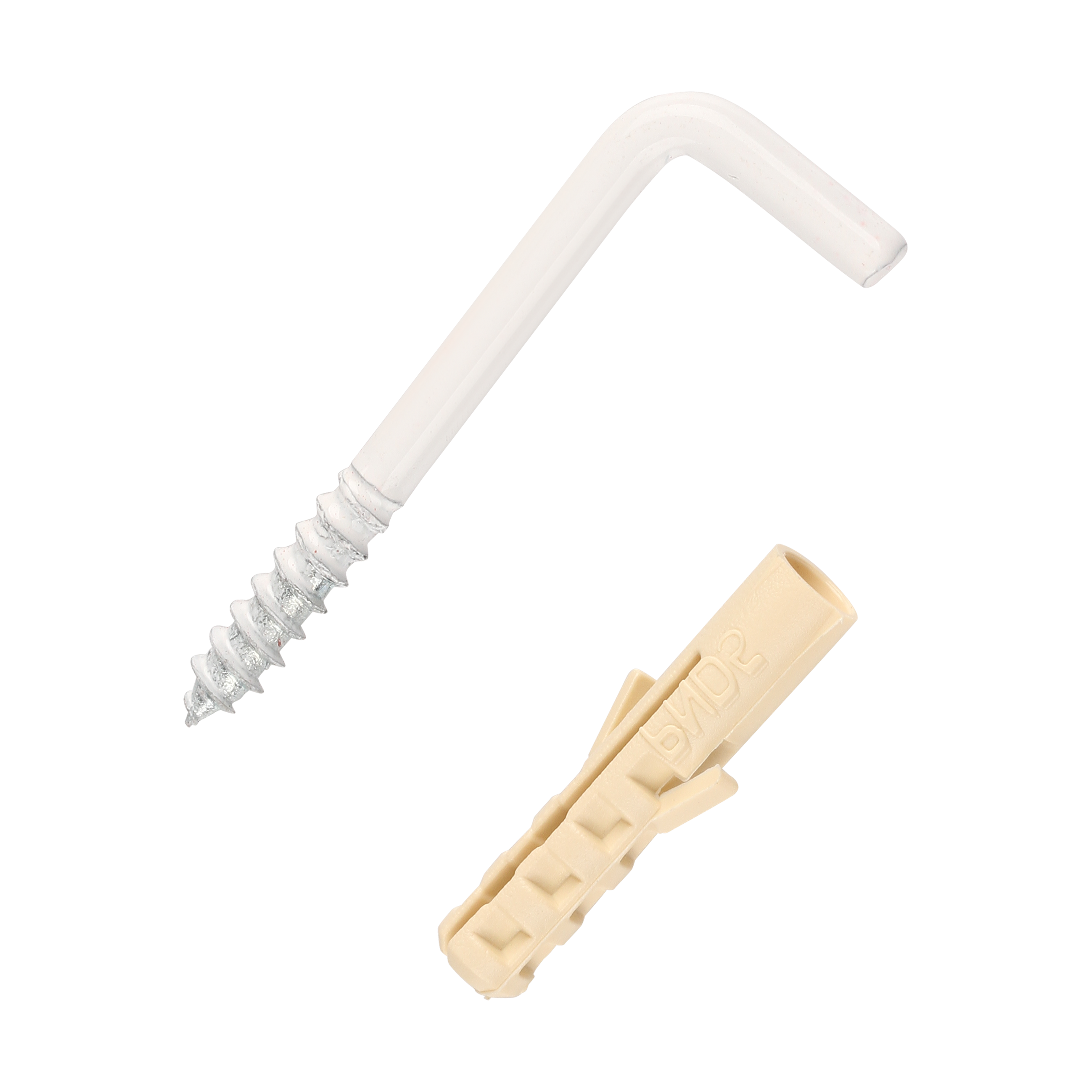 Крюк-шуруп L-образный 3,8х40  белый (2 шт.)