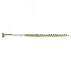 Изображение товара Саморез конструкционный по дереву 8х180 TX 40 с фрезой, желтопассивированный, потайная головка (1 шт.) (упак)
