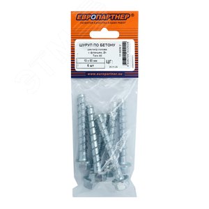 Изображение товара Шуруп по бетону HEX 10x60 TX40 оцинкованный (6 шт.) (упак)