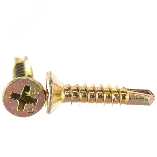 Саморез оконный 3.9х19 со сверлом потайная голова желтопассивированный (38 шт.) - фото 2