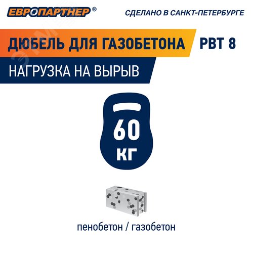 Дюбель для газобетона 12х60 нейлон (400 шт) (для винта М8) - фото 7