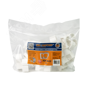 Крепеж-клипса для трубы 26-32 белая с фиксатором (18 шт) - фото 2