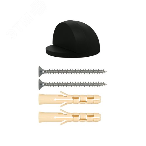 Ограничитель дверной полусфера H26мм L45мм, черный (1 шт.) - фото 2