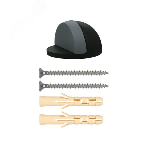 Ограничитель дверной полусфера H26мм L45мм, черно-серый (1 шт.) - фото 2