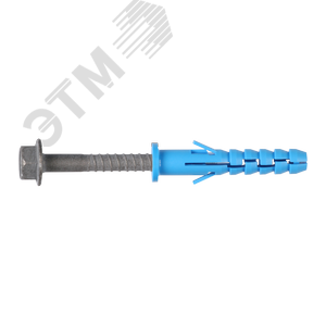 Изображение товара Дюбель фасадный 10х60 универсальный с шурупом с шестигранной головкой и пресс-шайбой (4 шт) (упак)