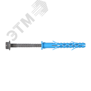 Изображение товара Дюбель фасадный 10х80 универсальный с шурупом с шестигранной головкой и пресс-шайбой (4 шт) (упак)