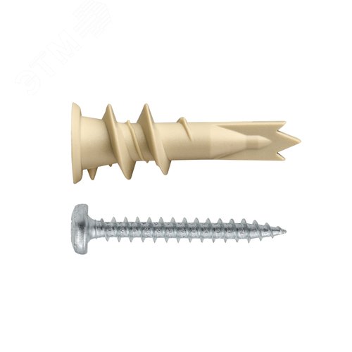Дюбель для гипсокартона 14х39 нейлон с шурупом с полукруглой головой 4.5х35 (4 шт.) - фото 1